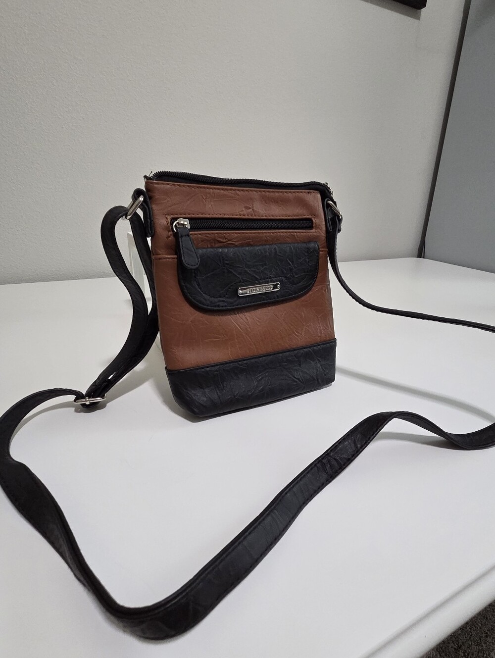 Stone & Co. Two-Tone Brown and Black Leather Crossbody Bag